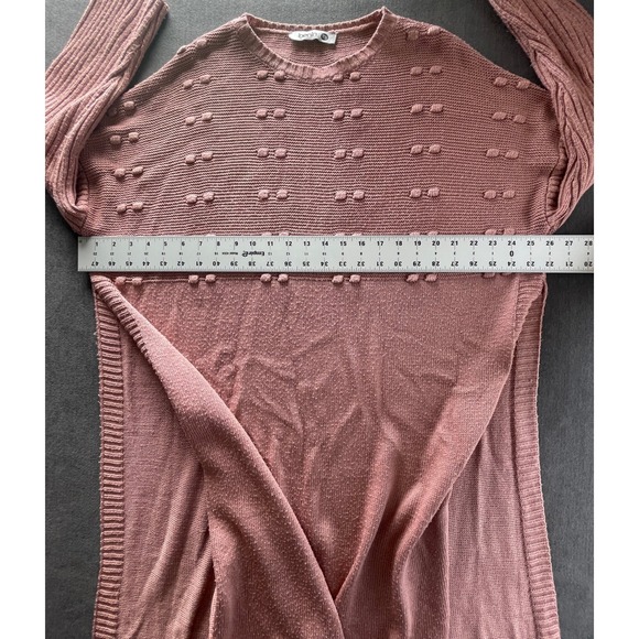 Sweater Dress One Size Side Slit Pink Cozy Minimalist Fall Layering Cottagecore - Picture 8 of 11